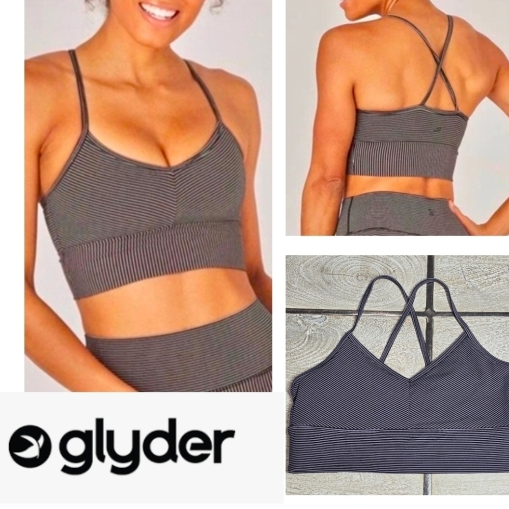 Gylder Premier Black/Adobe Rose Striped Sports Bra